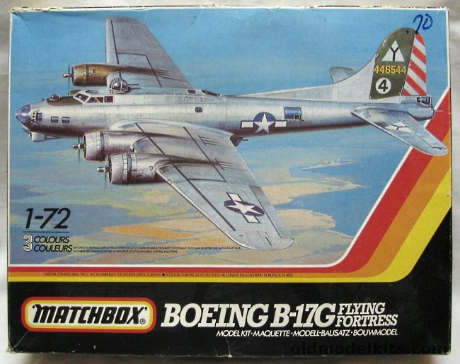 Matchbox 1/72 Boeing B-17G Flying Fortress with Regular or Cheyenne Tail Gun Position - 'Kwiturbitchin II' 414 BS 97 BG 15 Air Force Italy 1945 / 'Hikin' For Home' 322 BS 91 BG 8th Air Force / '2nd Patches' 346 BS 99 BG 15th Air Force Italy 1944, PK-603 plastic model kit